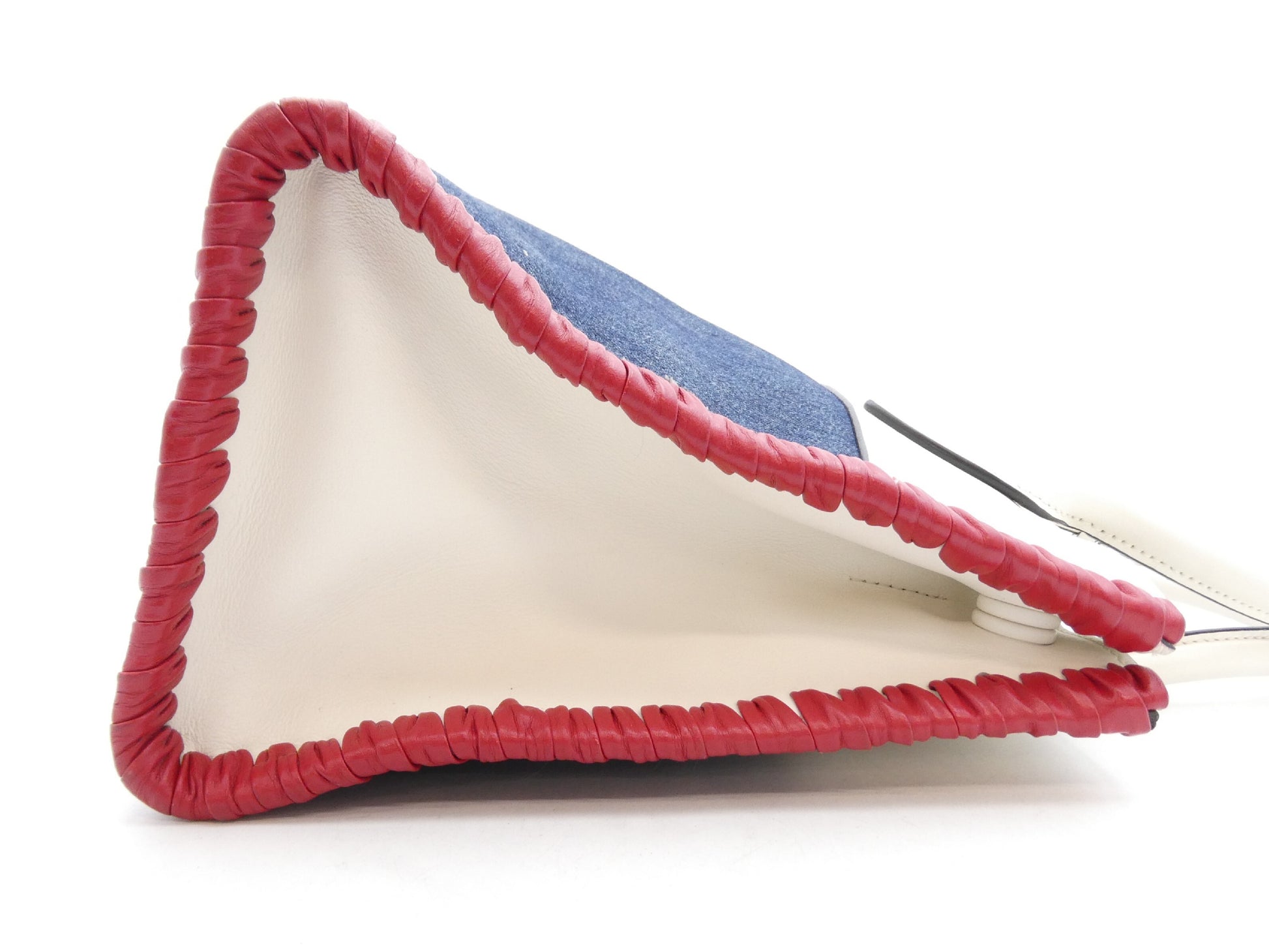 PRADA Logo Denim Leather Handbag