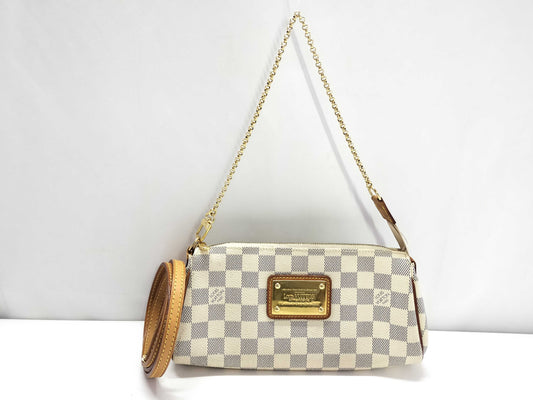 LOUIS VUITTON Damier Azul Vuitton Damier Azul Eva N55214 DU2190 White Pouch
