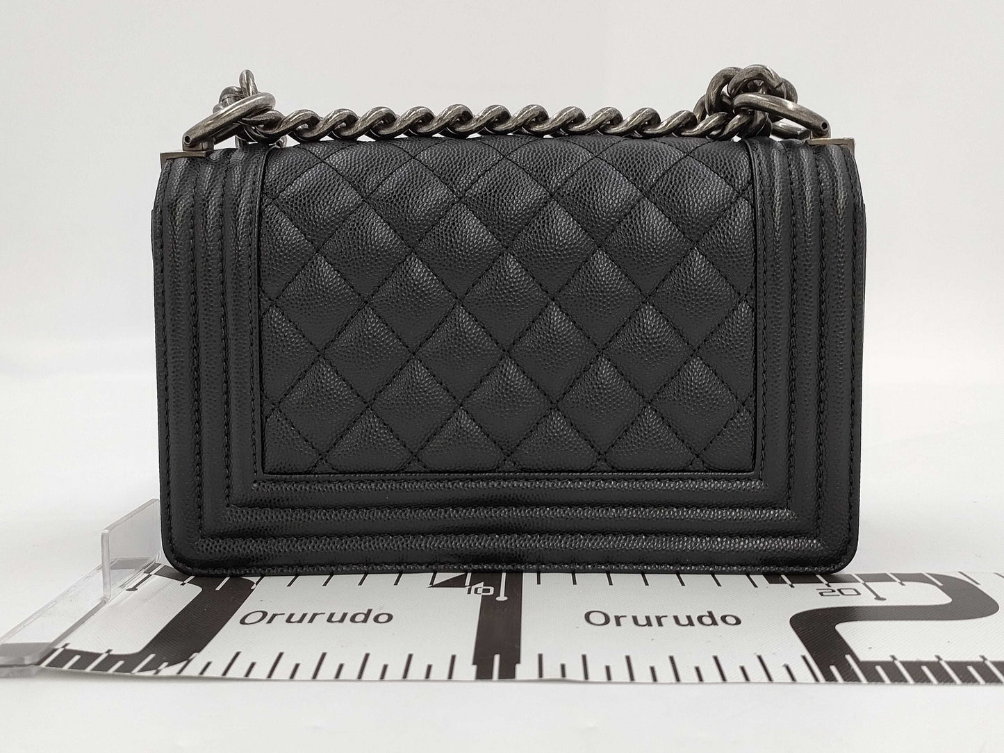 CHANEL Caviar Skin Boy Chanel Small SV Hardware Chain Shoulder Bag Black IC Plate Shoulder Bag