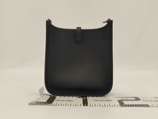HERMES Evelyn 16 Black Shoulder Bag Tryon Clemence SV Hardware W Engraved Shoulder Bag