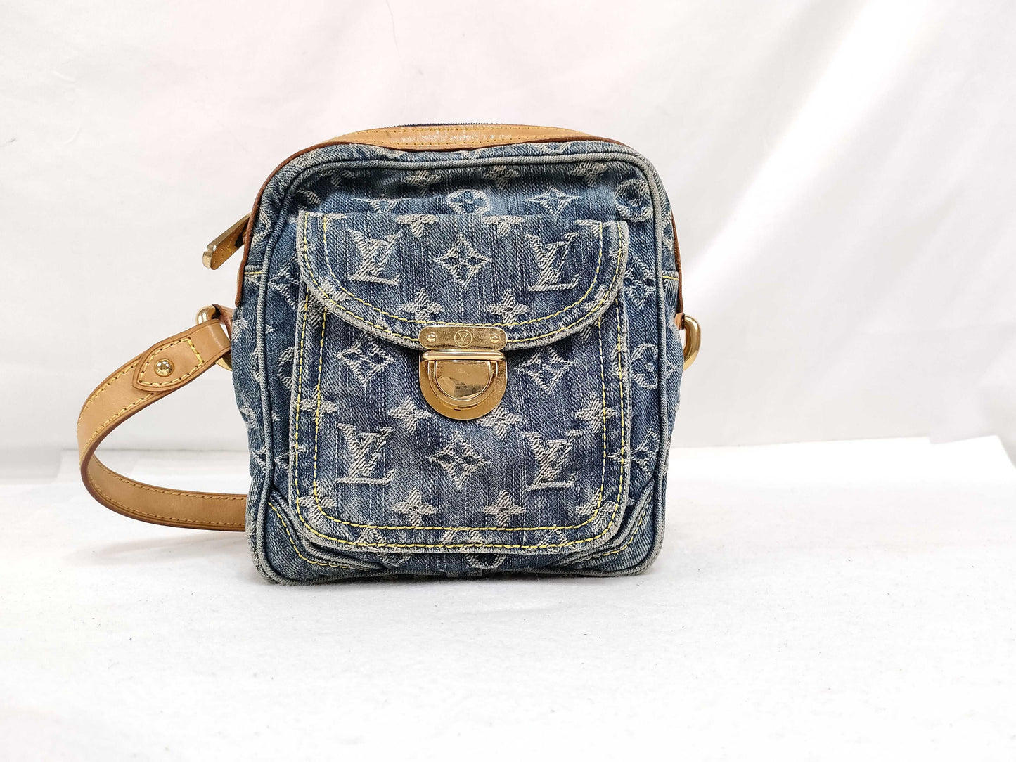 LOUIS VUITTON Monogram Denim Vuitton Camera Bag Denim Blue Shoulder Bag