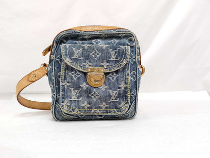 LOUIS VUITTON Monogram Denim Vuitton Camera Bag Denim Blue Shoulder Bag