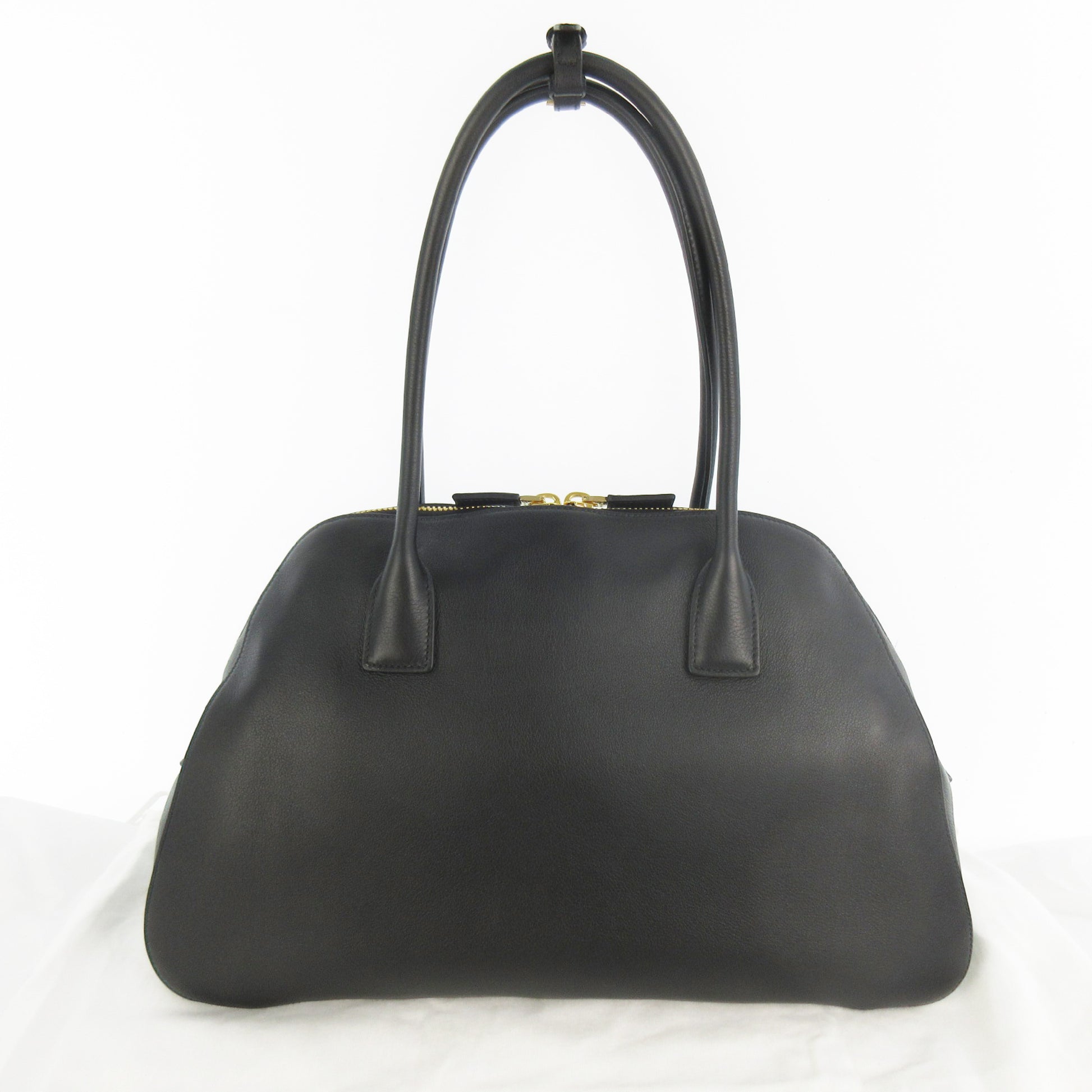 PRADA Soft Grain Leather Tote Bag 1BG522_2CYS_F0002_V_OOO Black Black Gold Fittings RFID Tag Tote Bag