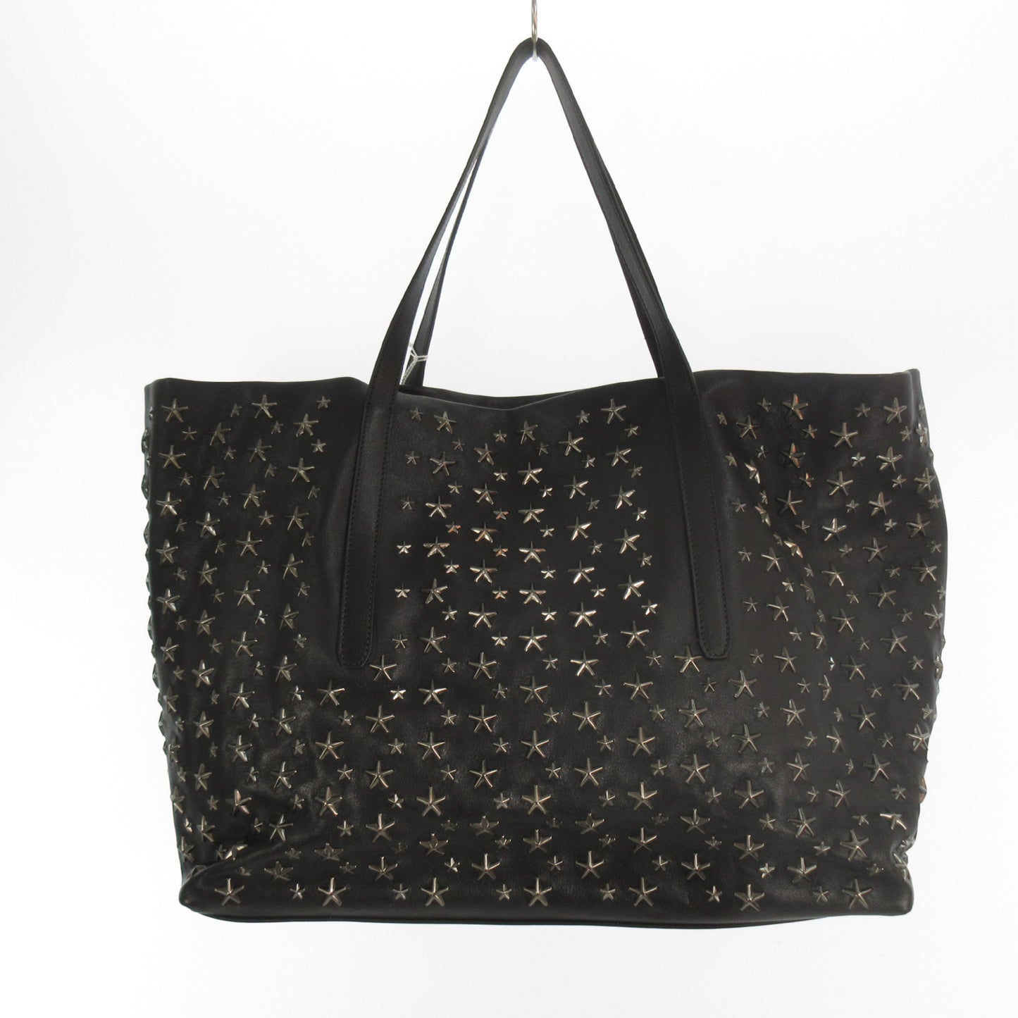 JIMMY CHOO PIMLICO Star Studs Black Black Silver Hardware Inner Camouflage Camouflage Leather Horizontal 40cm Tote Bag