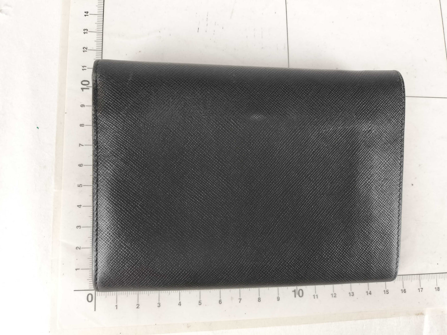 PRADA Wallet Tri-Fold Triangle Logo Leather Black Wallet