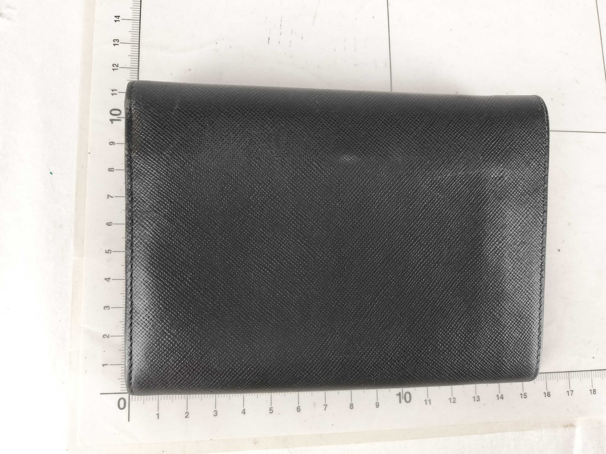 PRADA Wallet Tri-Fold Triangle Logo Leather Black Wallet