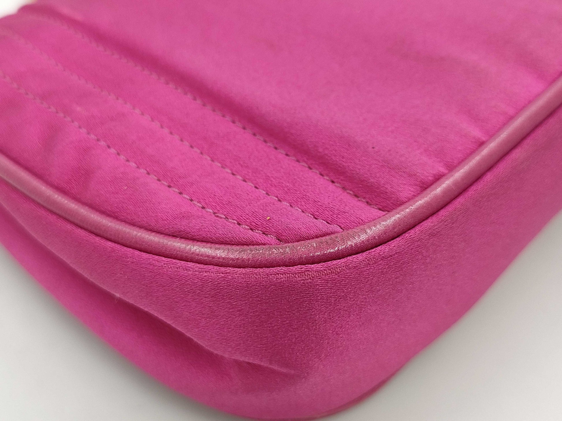 CHANEL Satin Pink Chain Shoulder Shoulder Bag with Seal