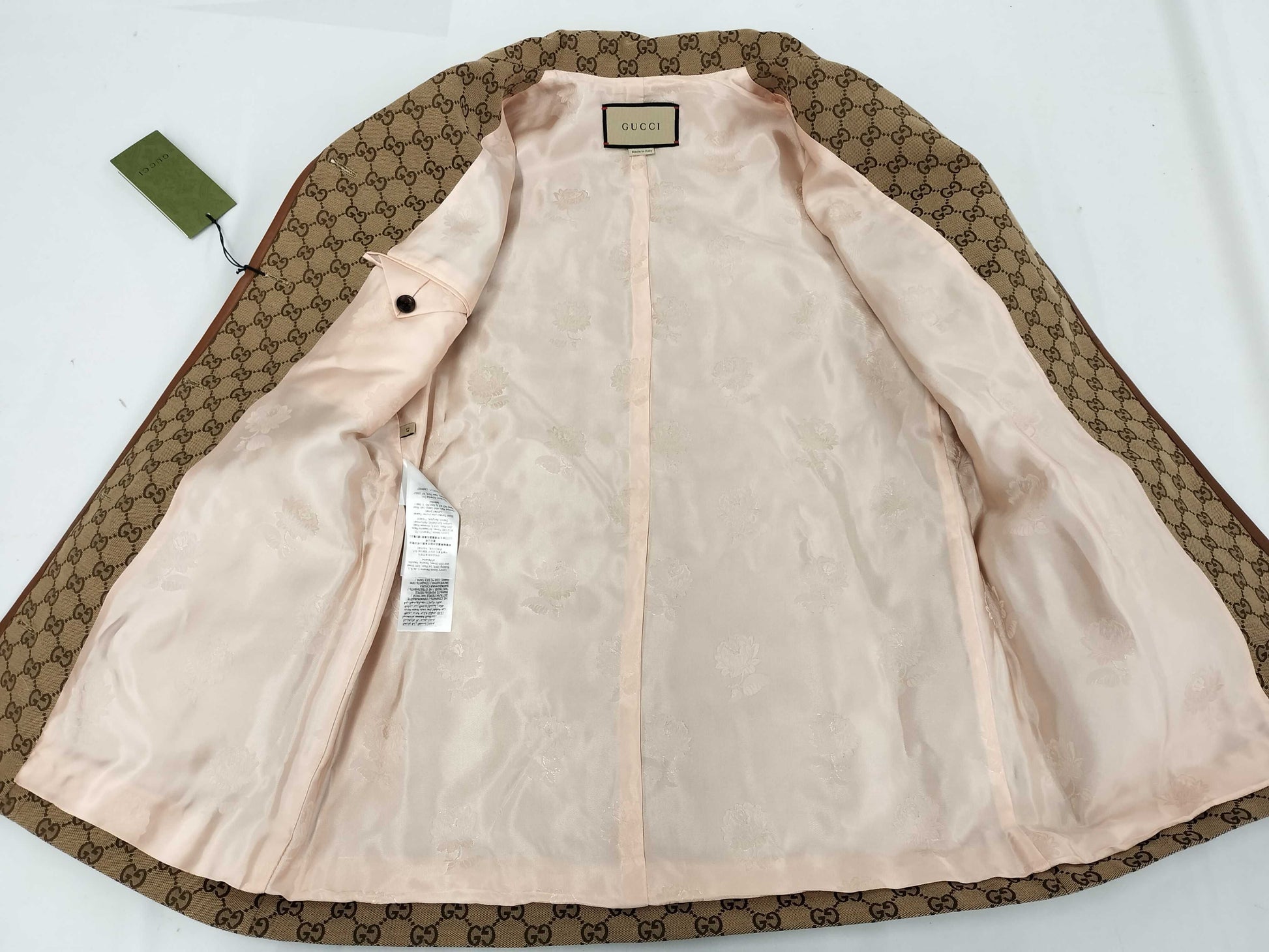 GUCCI GUCCI GG Canvas Jacket with Webstripe Belt 682302 42 Tagged Unused Jacket