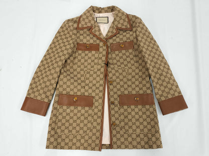 GUCCI GUCCI GG Canvas Jacket with Webstripe Belt 682302 42 Tagged Unused Jacket