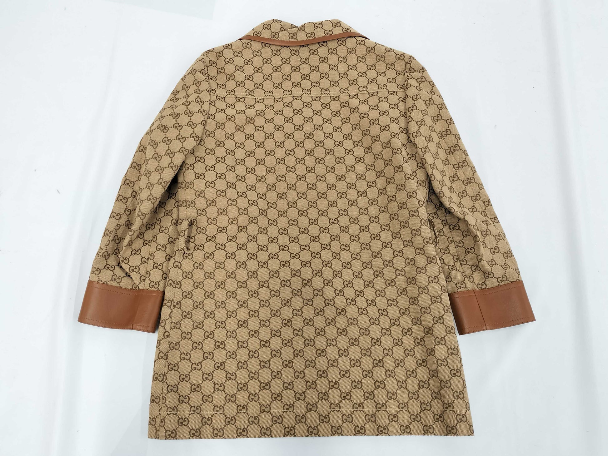 GUCCI GUCCI GG Canvas Jacket with Webstripe Belt 682302 42 Tagged Unused Jacket