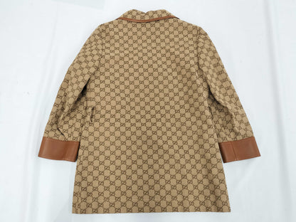 GUCCI GUCCI GG Canvas Jacket with Webstripe Belt 682302 42 Tagged Unused Jacket