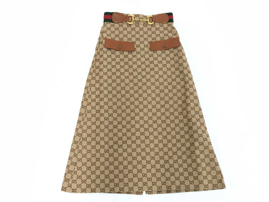 GUCCI GUCCI Long Skirt GG Canvas Sherry Horsebit 681567 36 Tagged Unused Skirt