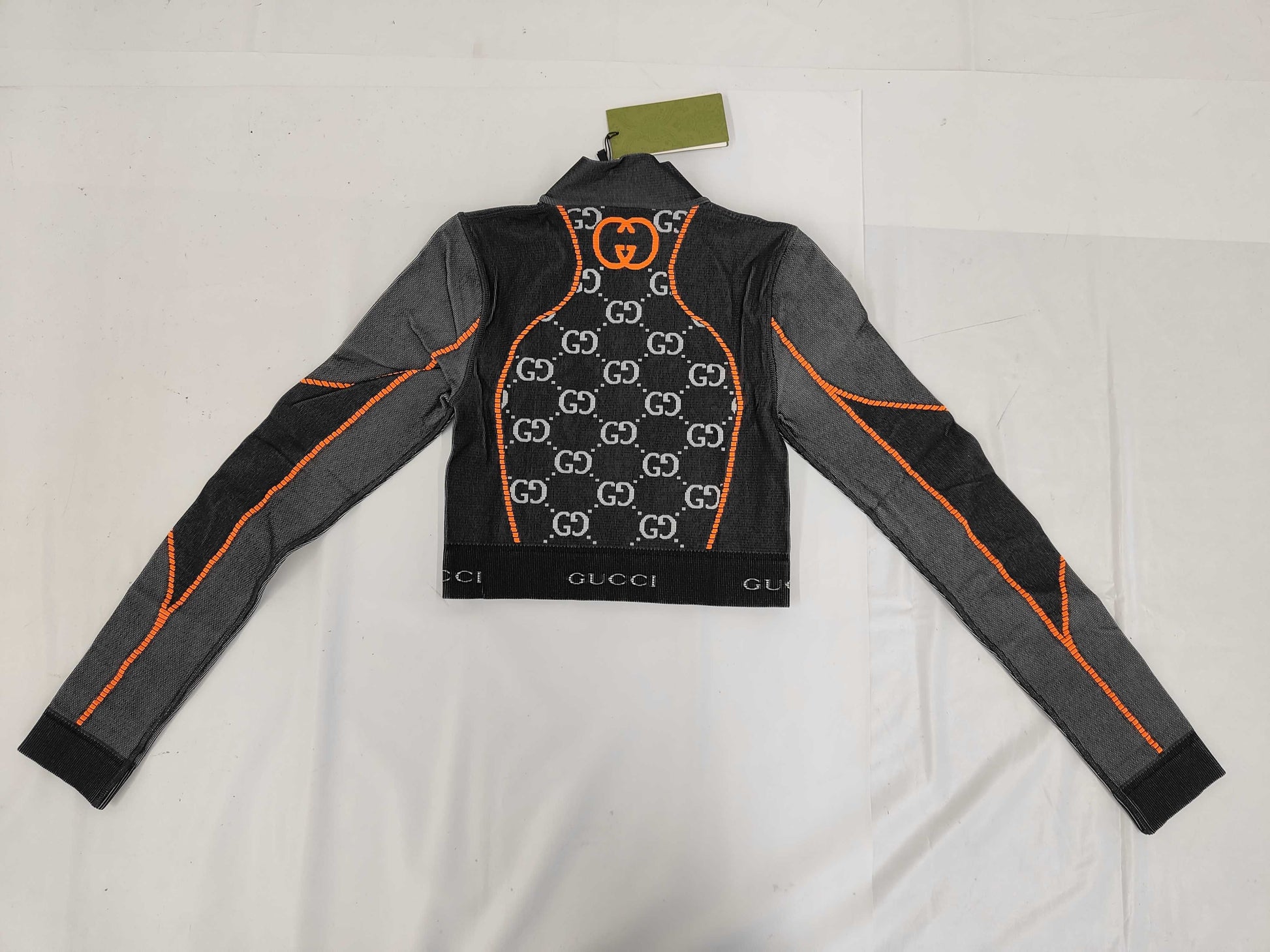 GUCCI GUCCI GG Jacquard Cropped High Neck Half Zip 689201 Size S Tagged Unused Tops