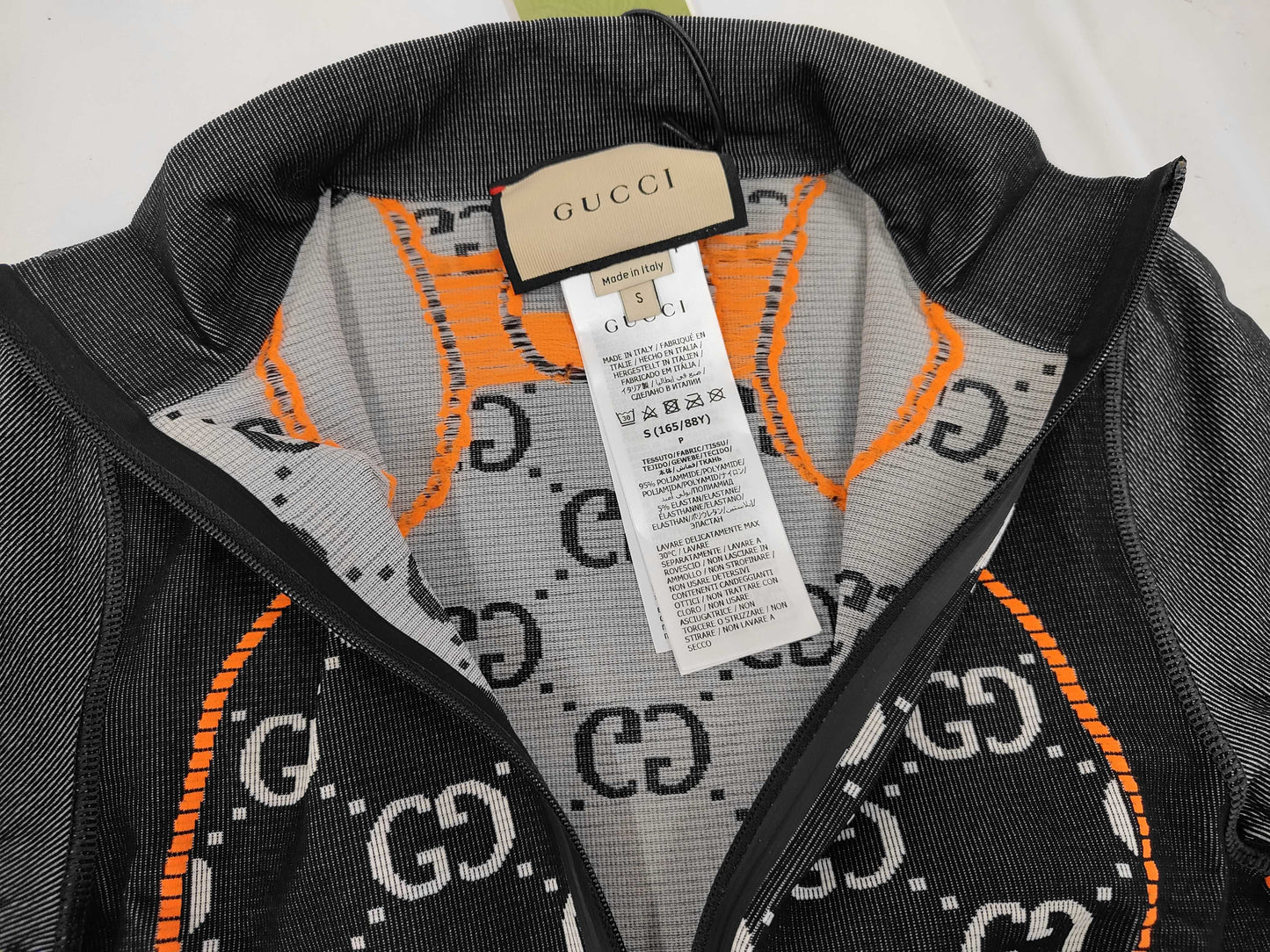 GUCCI GUCCI GG Jacquard Cropped High Neck Half Zip 689201 Size S Tagged Unused Tops