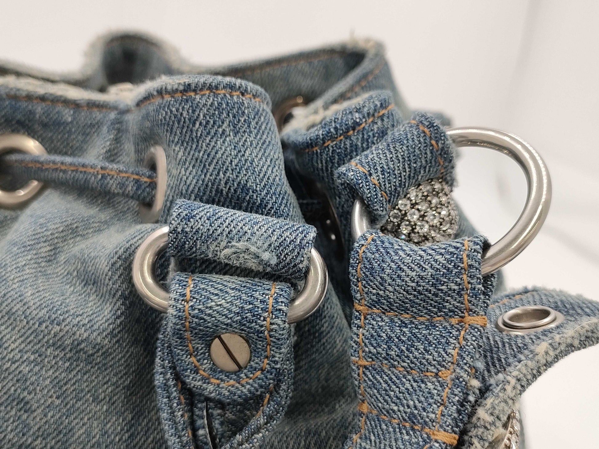 BALENCIAGA Le Cagor Bucket 702432 Denim Damaged 2way Bag