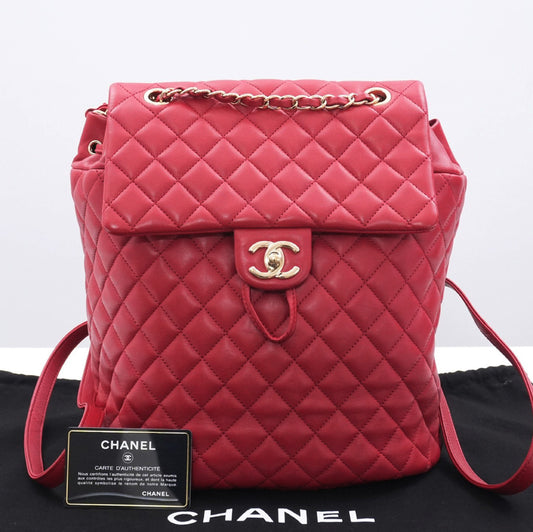 CHANEL CHANEL Matlasse Lambskin Seal Chain Backpack Rucksack