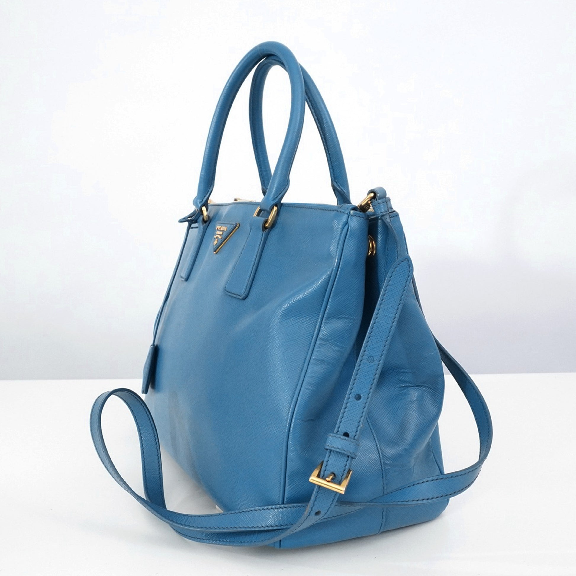 PRADA Saffiano Leather Tote Bag Blue BN1844 Handbag