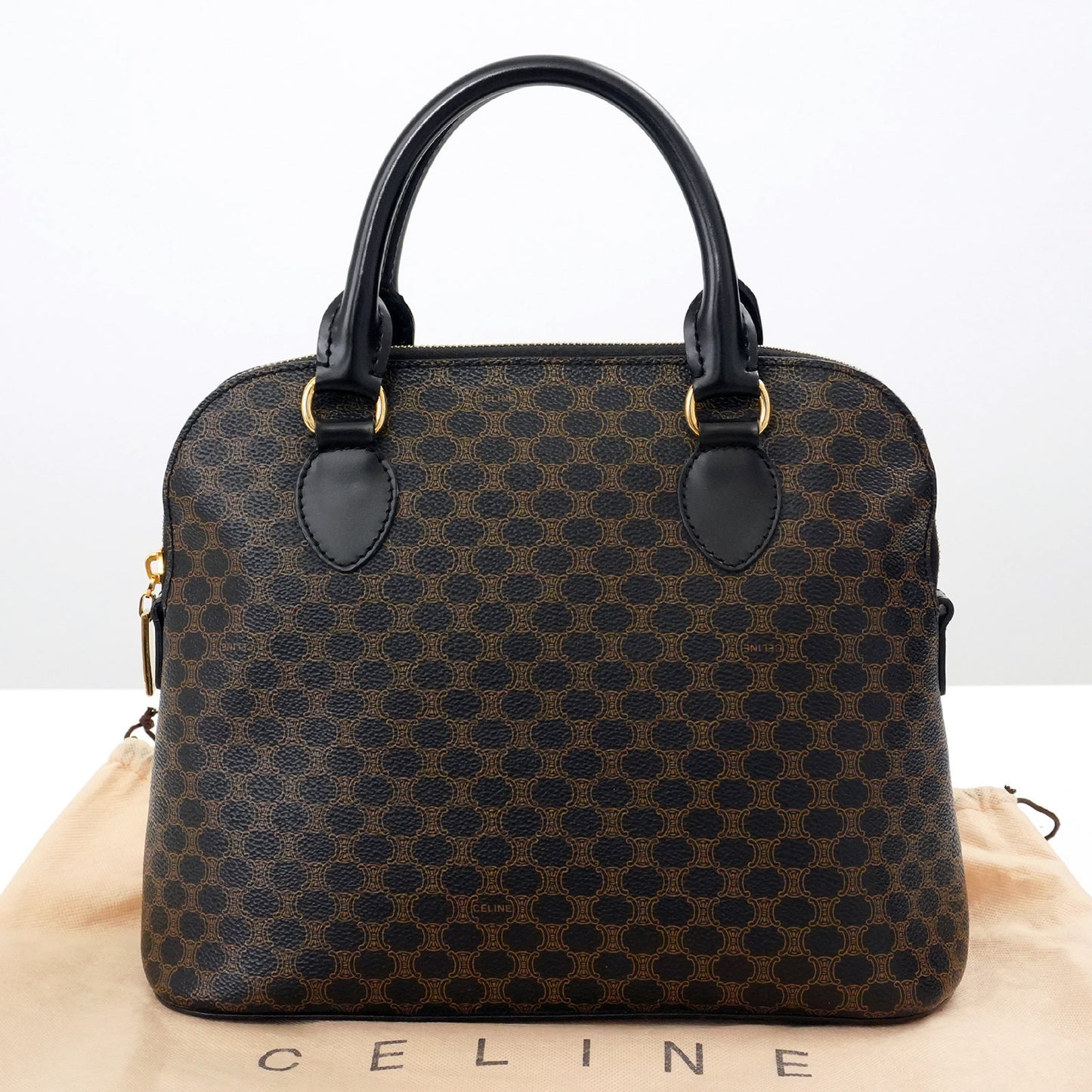 CELINE Macadam Brown Black Handbag