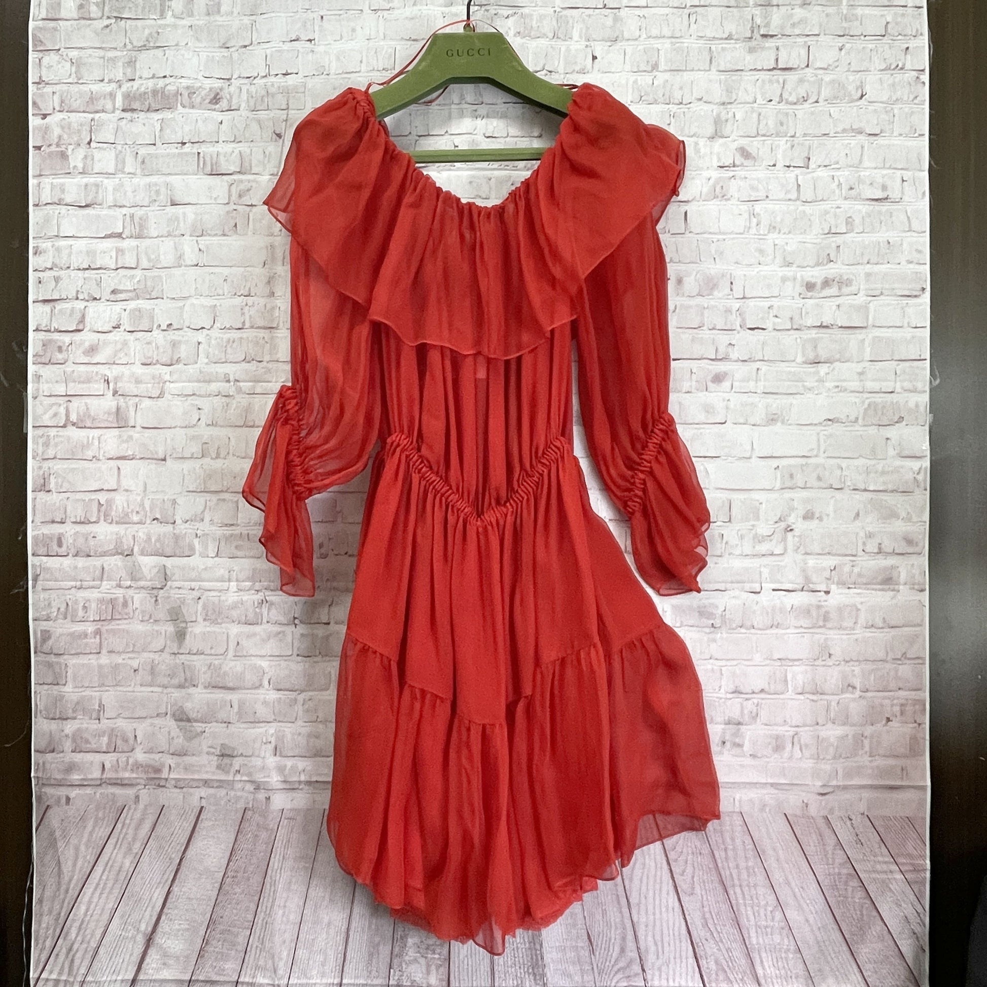 GUCCI Silk Chiffon Dress Dress 730915 Size 40 Dress Unused Dress