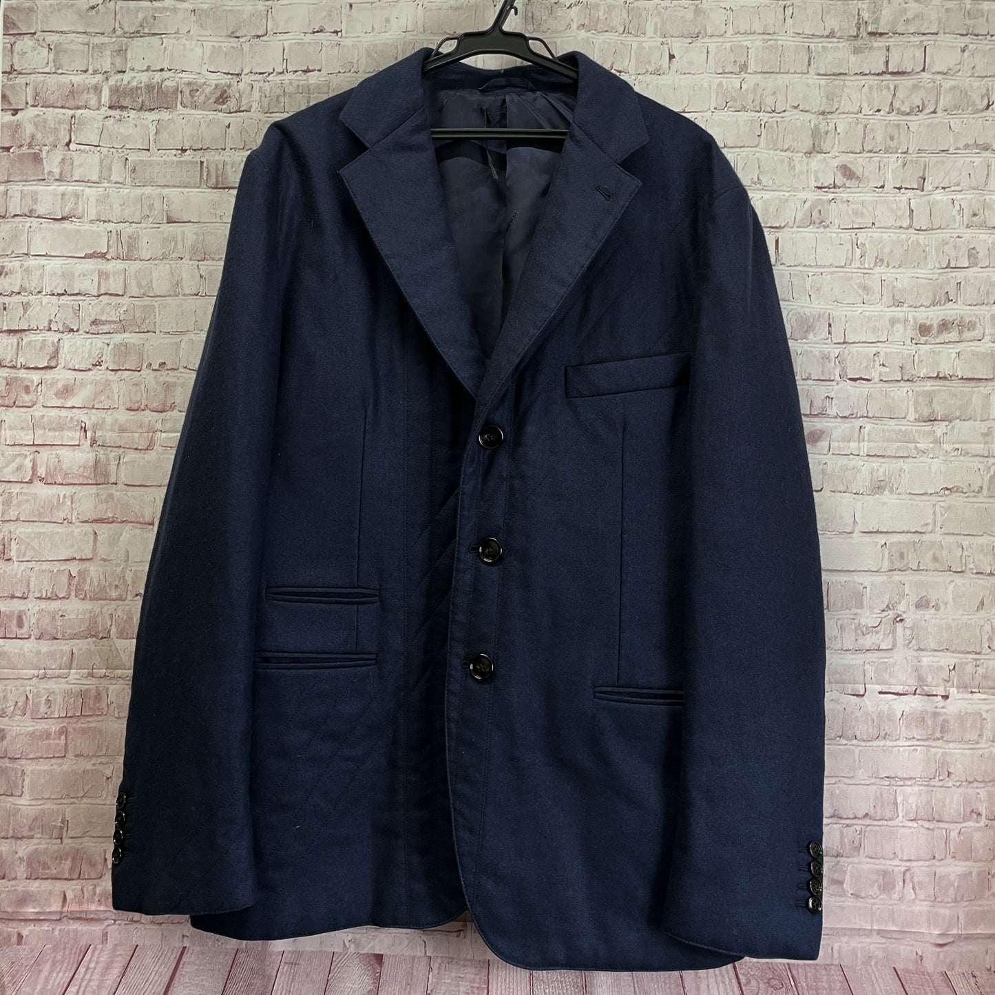 HERMES Men's Jacket Wool Lined All-Over Pattern Size 52 Jacket