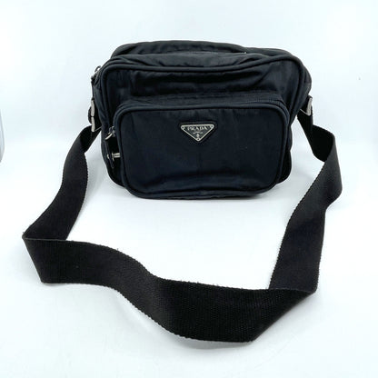 PRADA Tesuto Nylon Silver Hardware Black Shoulder Bag