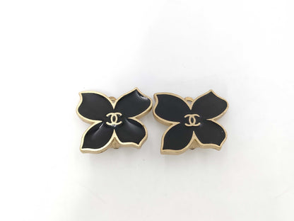 CHANEL Chanel Earrings Butterfly Print Black Coco Mark 02S Earrings