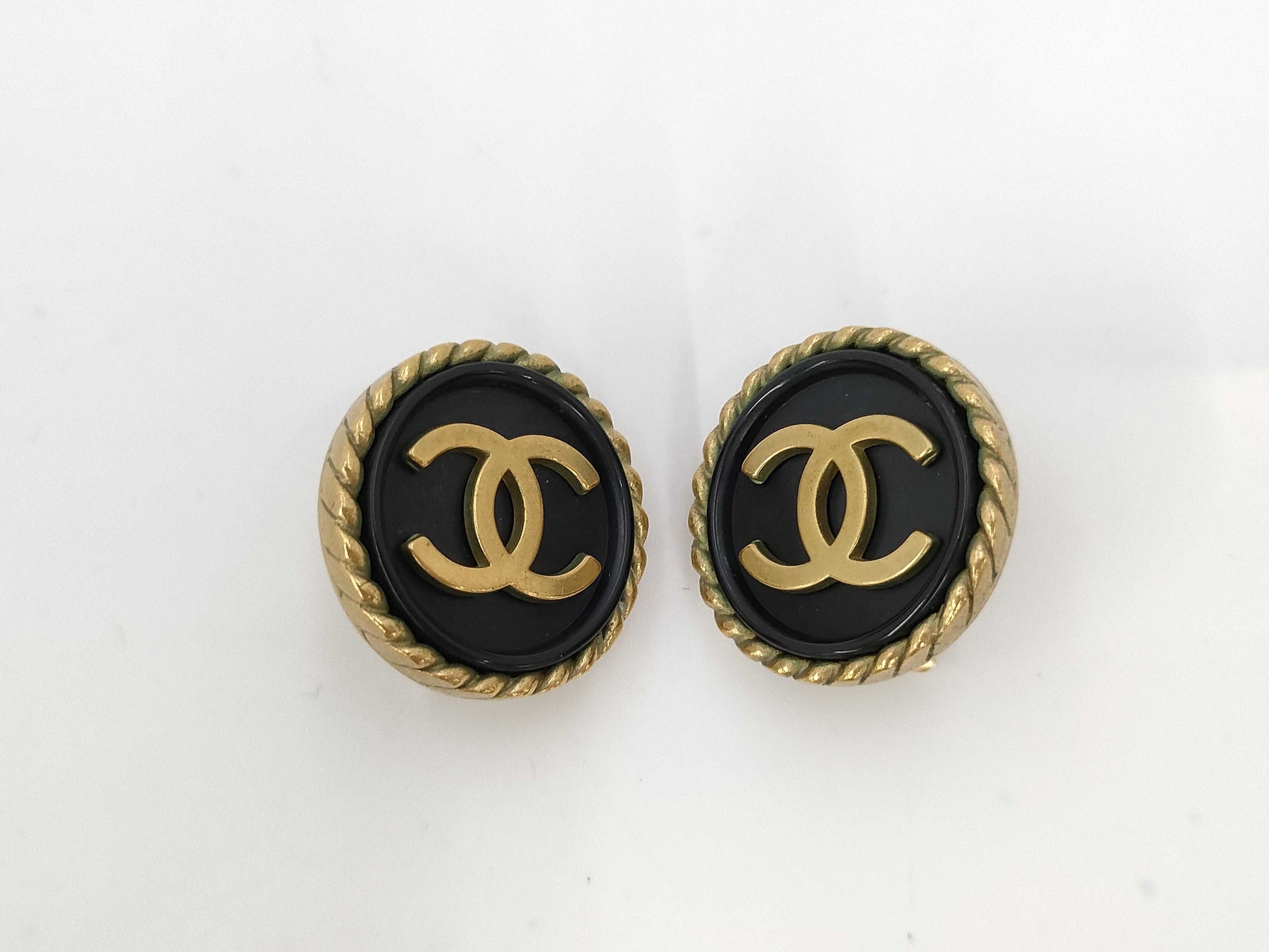 CHANEL Earrings Black Cocomark 94A Earrings
