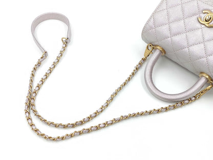 CHANEL Coco Handle 2WAY Handbag XXS Pink Shiny Caviar Skin AS2215 Bag