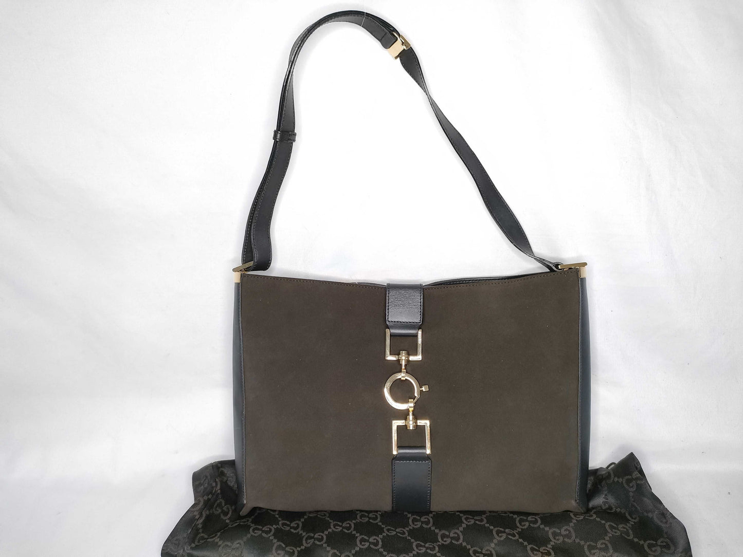 GUCCI Gucci Suede x Leather Shoulder Bag Storage Bag Shoulder Bag