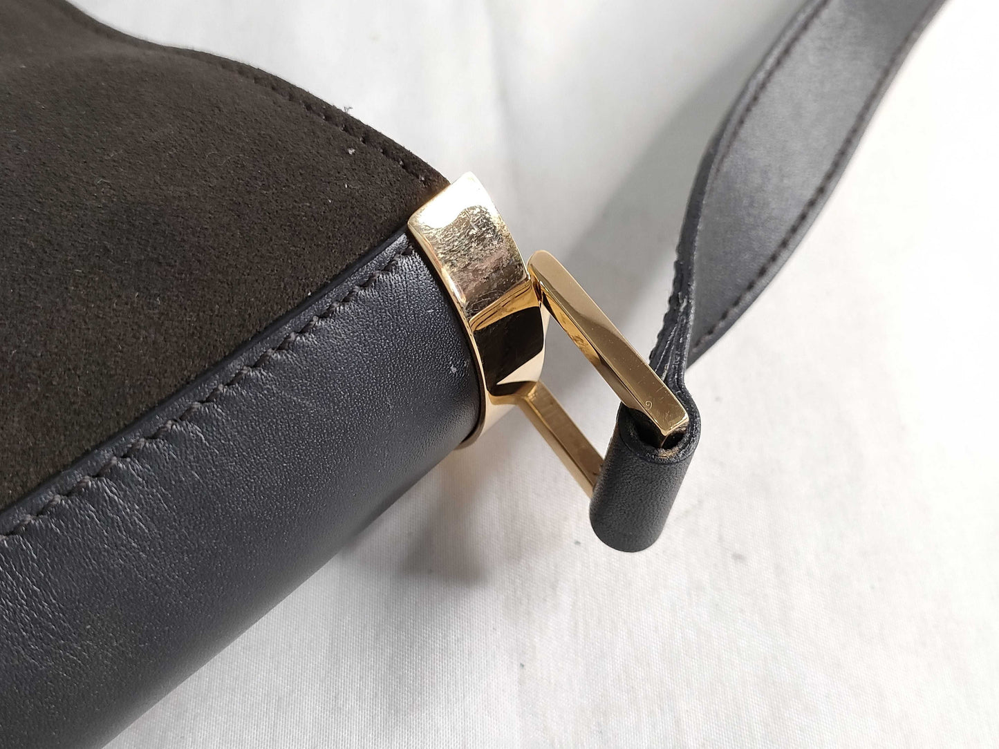 GUCCI Gucci Suede x Leather Shoulder Bag Storage Bag Shoulder Bag