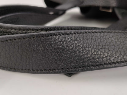 HERMES Picotan 22MM Black Trojan Clemence C-Engraved Handbag