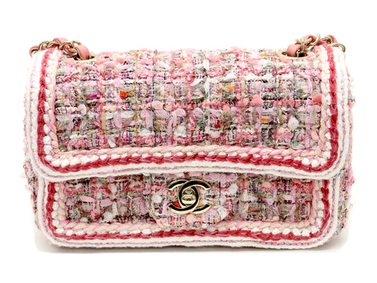 CHANEL CHANEL Tweed Single Chain Single Flap Chain Shoulder Bag Pink 28th Shoulder Bag