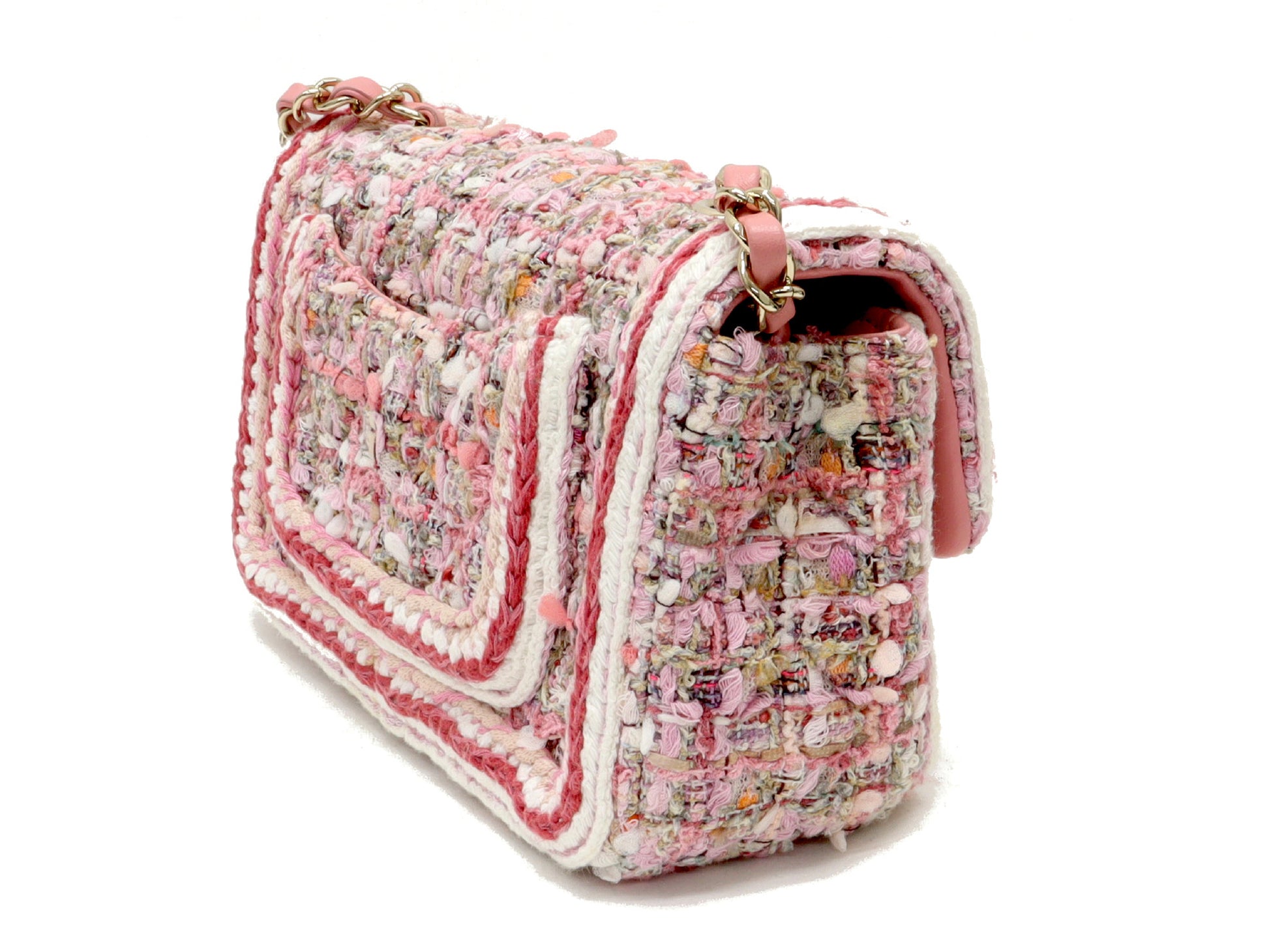 CHANEL CHANEL Tweed Single Chain Single Flap Chain Shoulder Bag Pink 28th Shoulder Bag