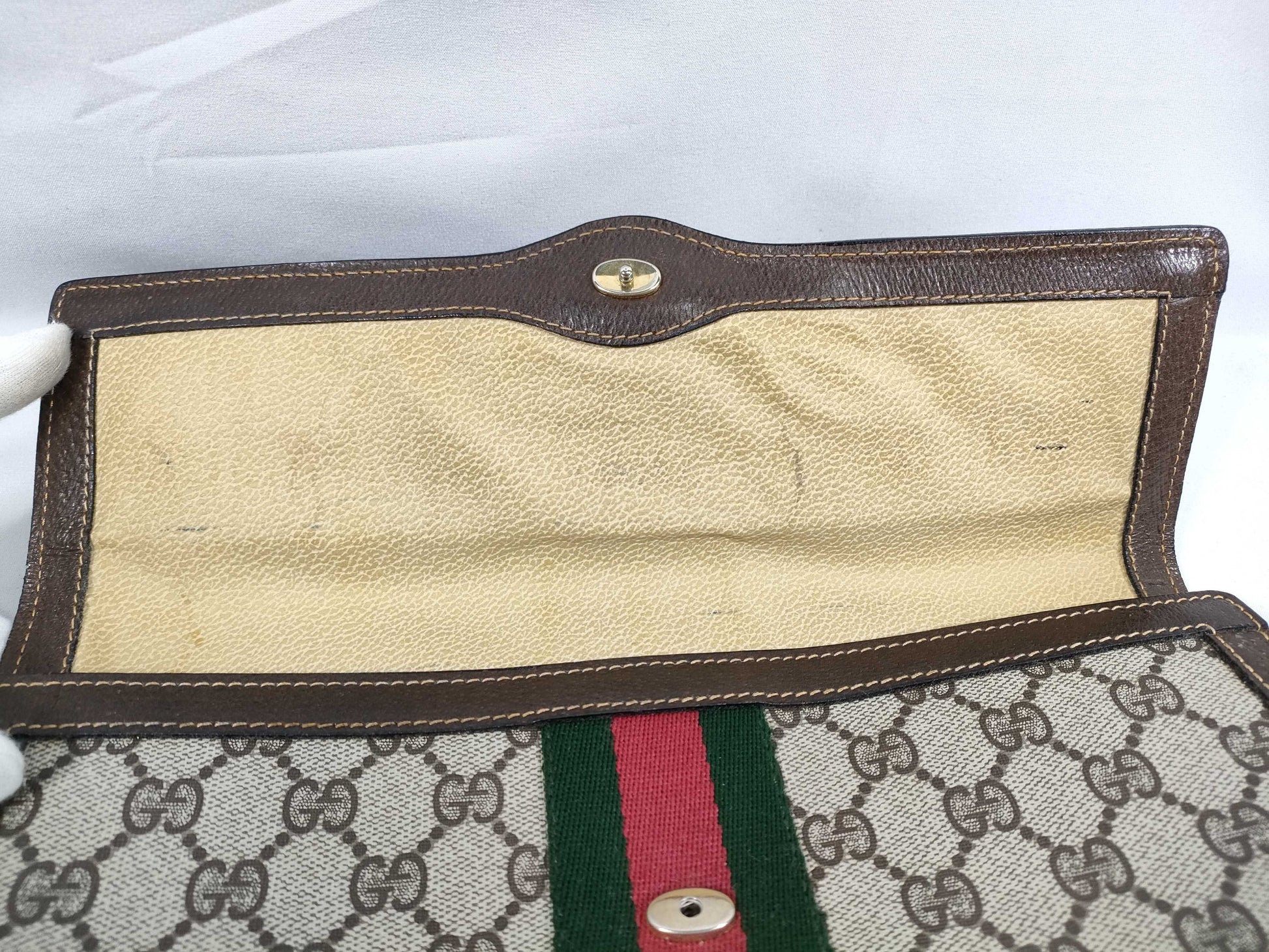 GUCCI GG Supreme Gucci GG Canvas Second Bag Sherry Line Clutch Bag