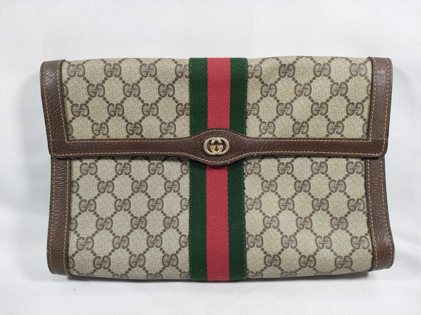 GUCCI GG Supreme Gucci GG Canvas Second Bag Sherry Line Clutch Bag