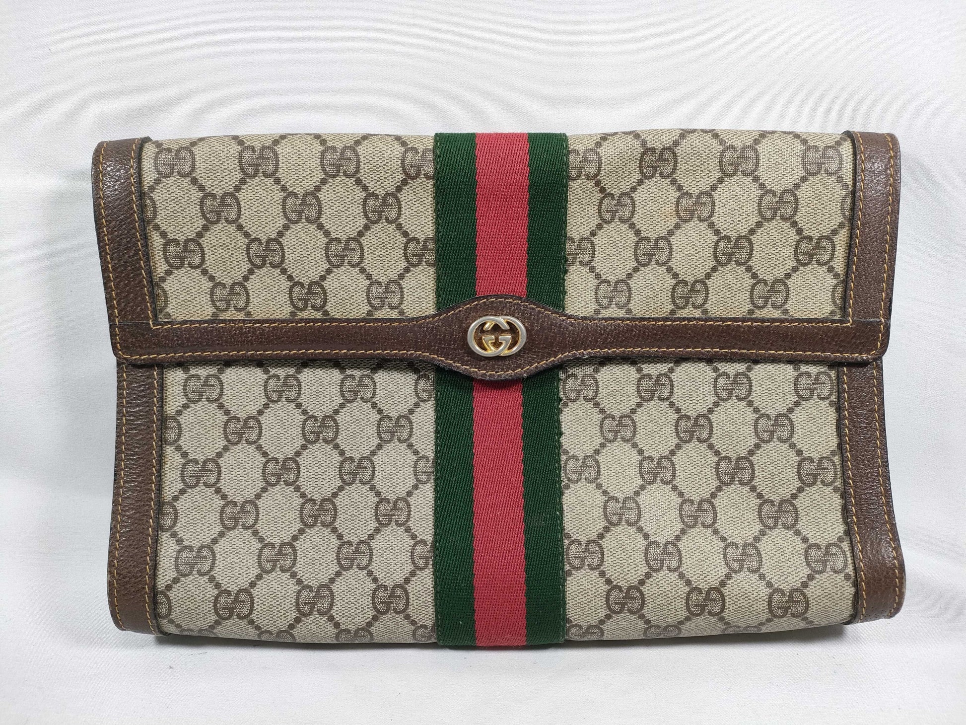 GUCCI GG Supreme Gucci GG Canvas Second Bag Sherry Line Clutch Bag
