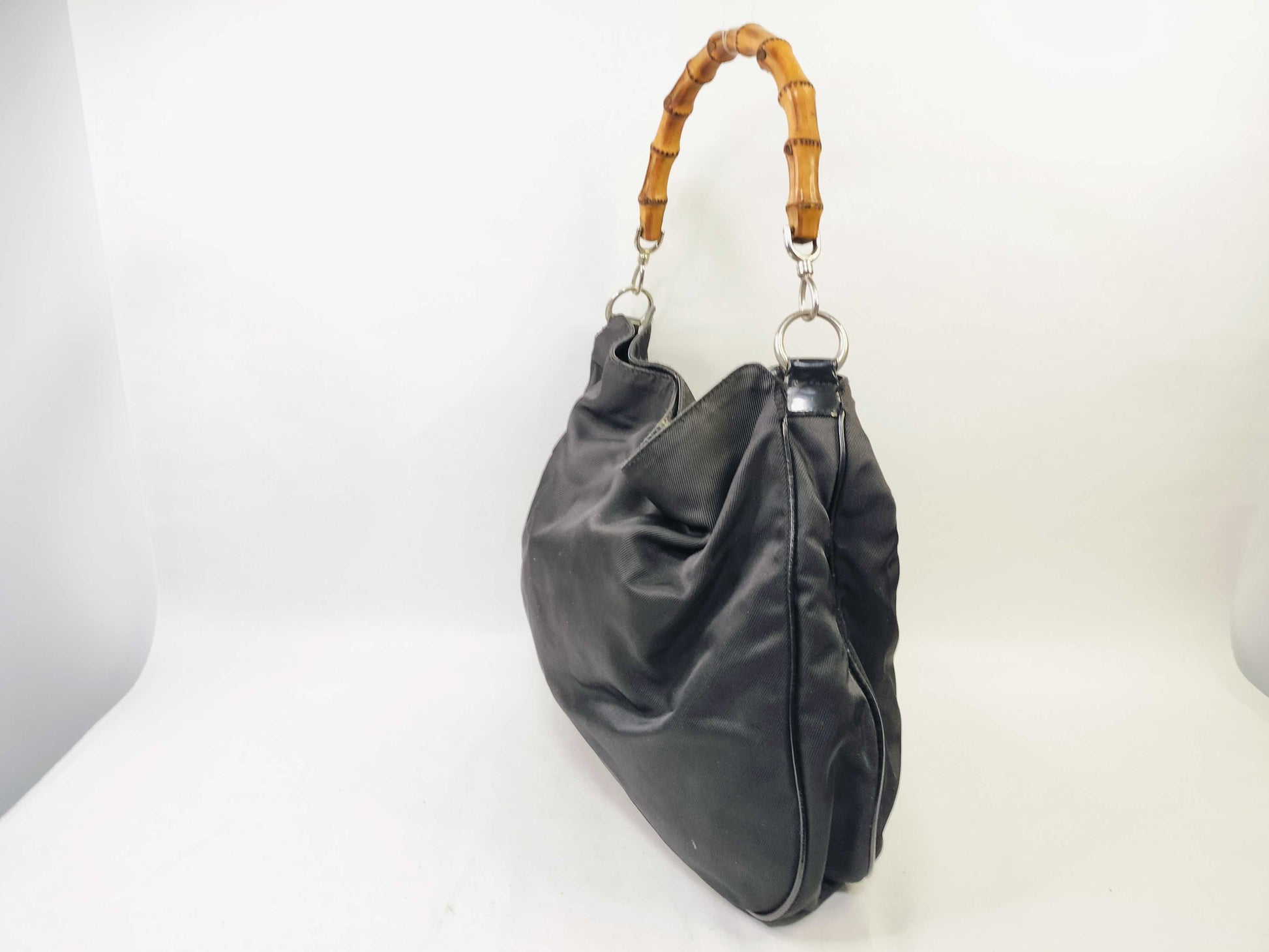 GUCCI Bamboo Gucci Bamboo Handle Nylon Tote Bag 001 1998 1577 Tote Bag