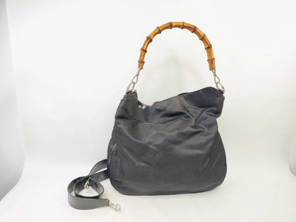GUCCI Bamboo Gucci Bamboo Handle Nylon Tote Bag 001 1998 1577 Tote Bag