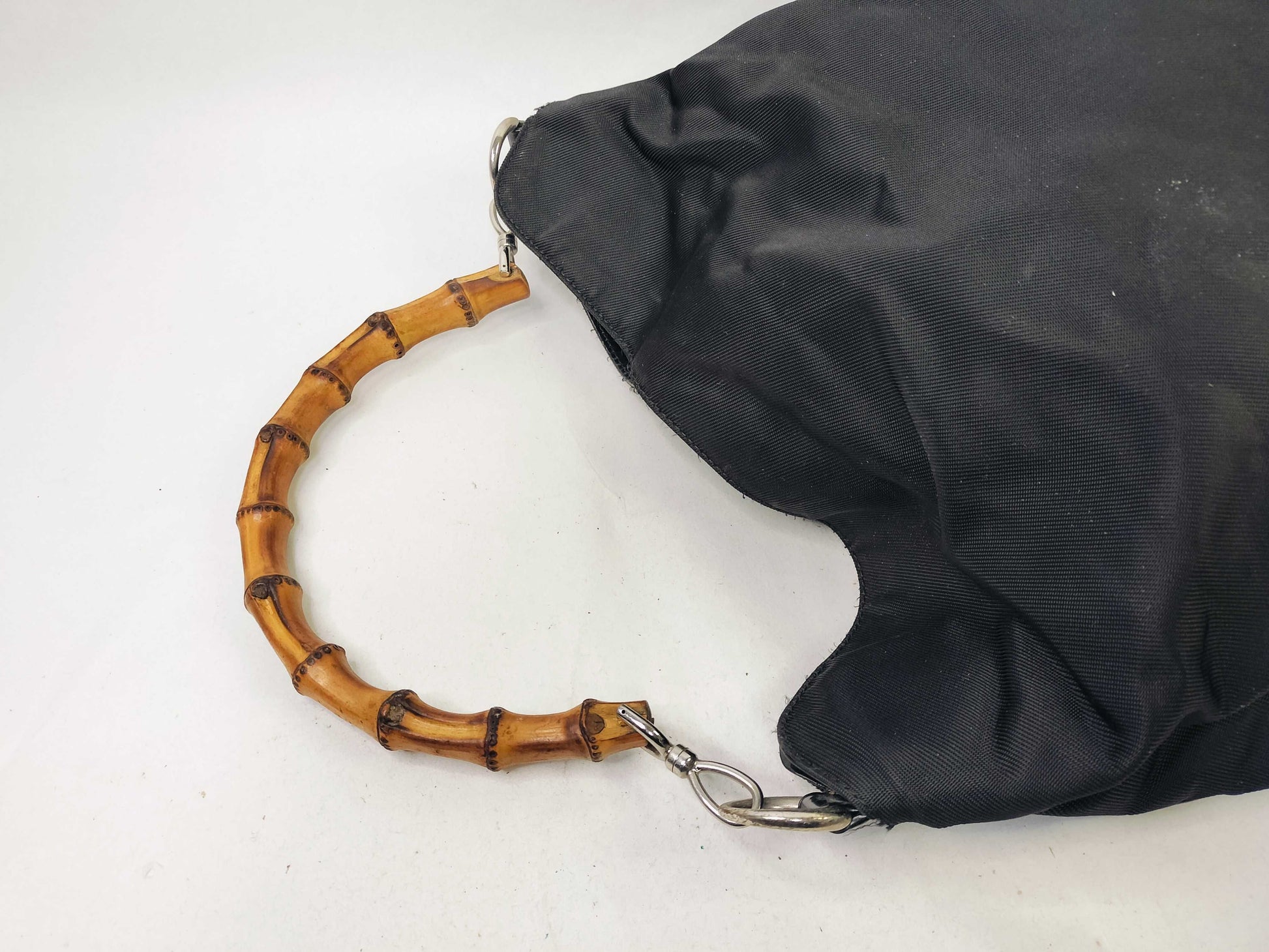 GUCCI Bamboo Gucci Bamboo Handle Nylon Tote Bag 001 1998 1577 Tote Bag