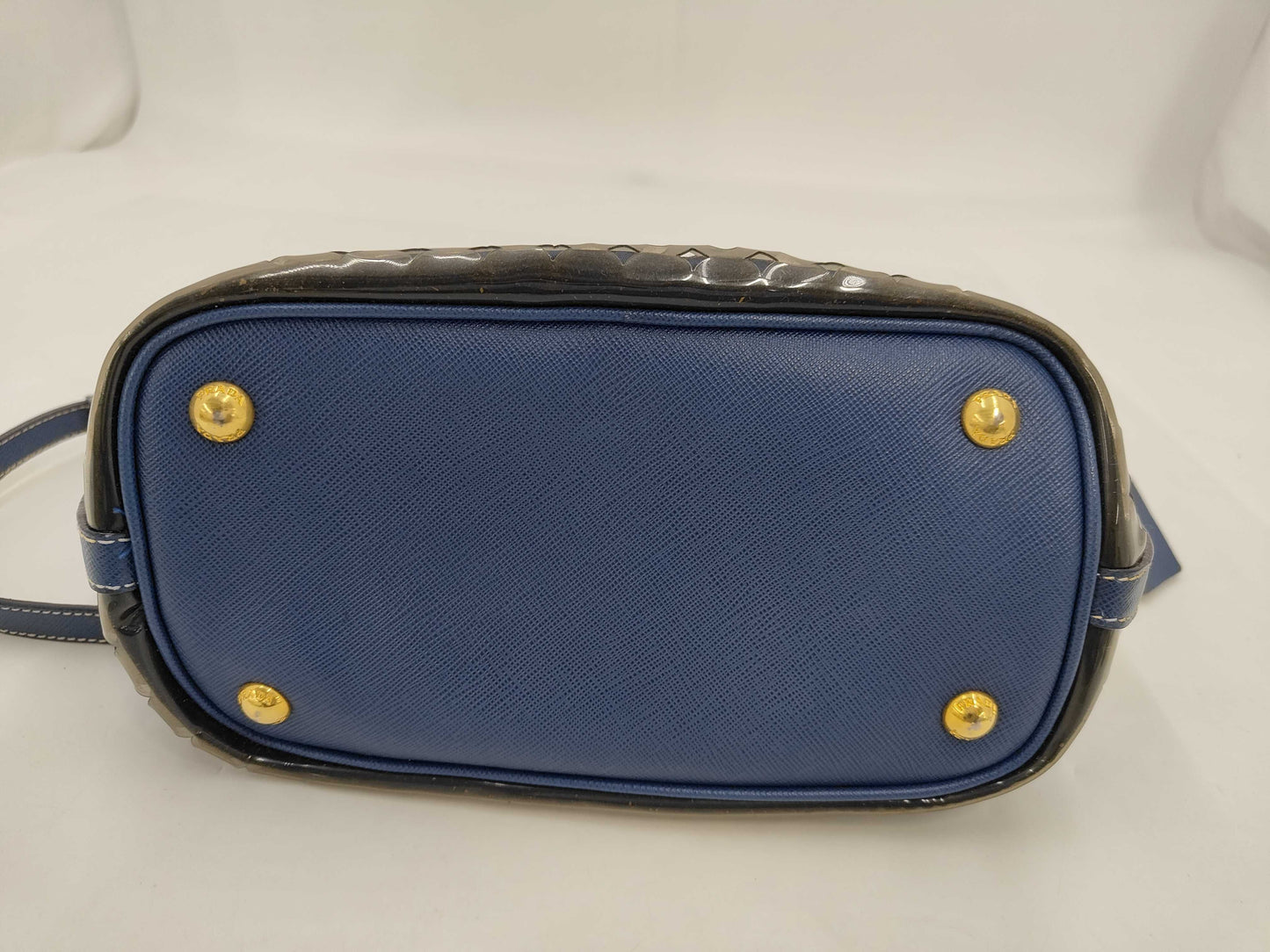 PRADA Handbag Vinyl Perforated Blue Handbag