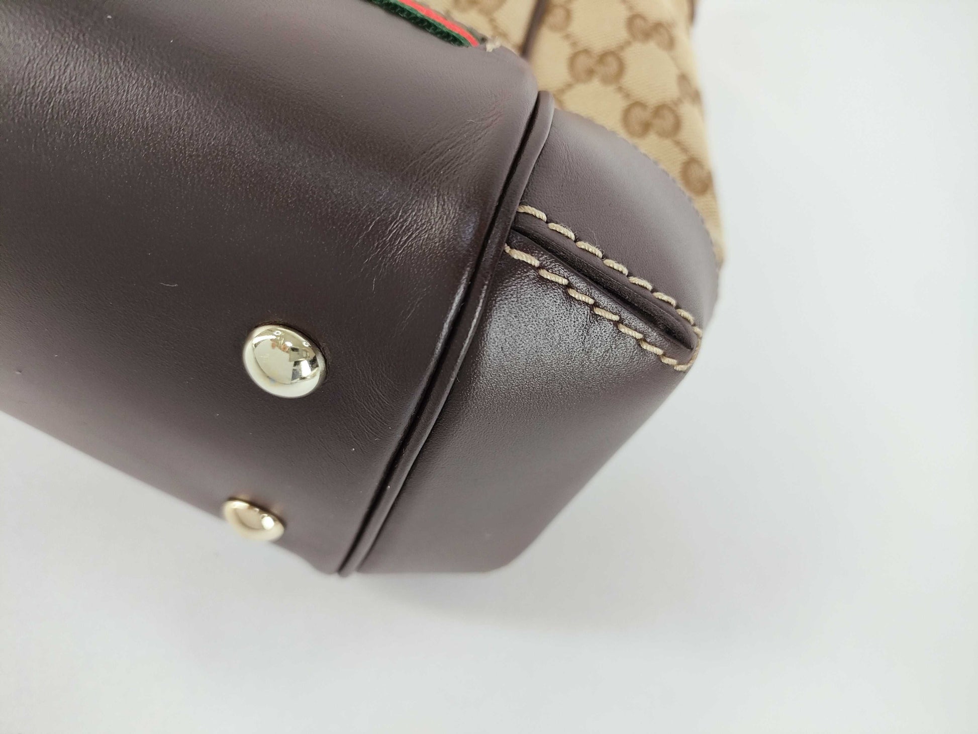 GUCCI GG Canvas Gucci GG Canvas Canvas x Leather 2-Way Bag Beige 269894 Handbag