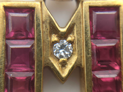 MIKIMOTO Ruby and Diamond 18K Gold Pendant Top 