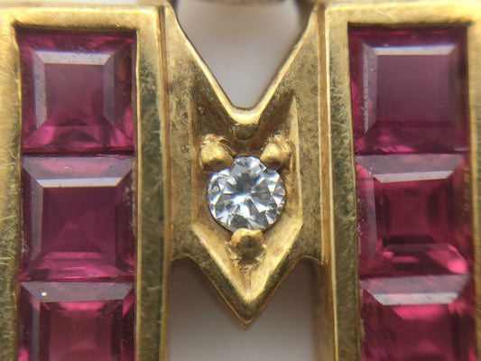 MIKIMOTO Ruby and Diamond 18K Gold Pendant Top 