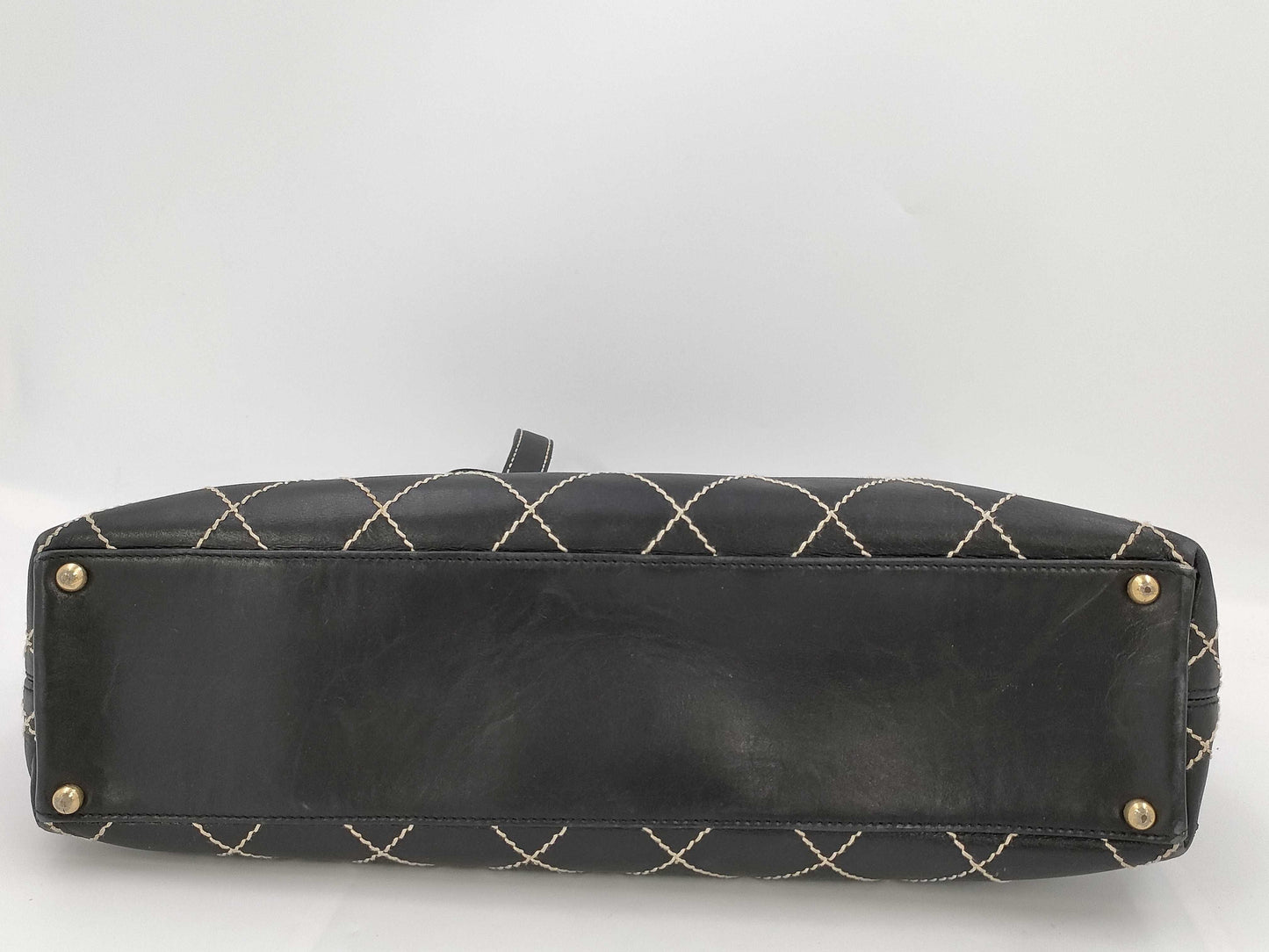 CHANEL Wild Stitch Handbag 7th Range Logo Plate Off Tote Bag