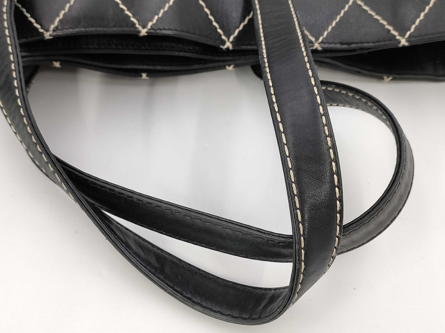 CHANEL Wild Stitch Handbag 7th Range Logo Plate Off Tote Bag