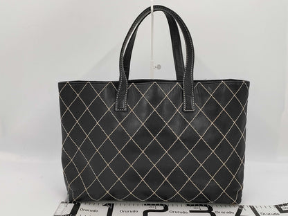 CHANEL Wild Stitch Handbag 7th Range Logo Plate Off Tote Bag