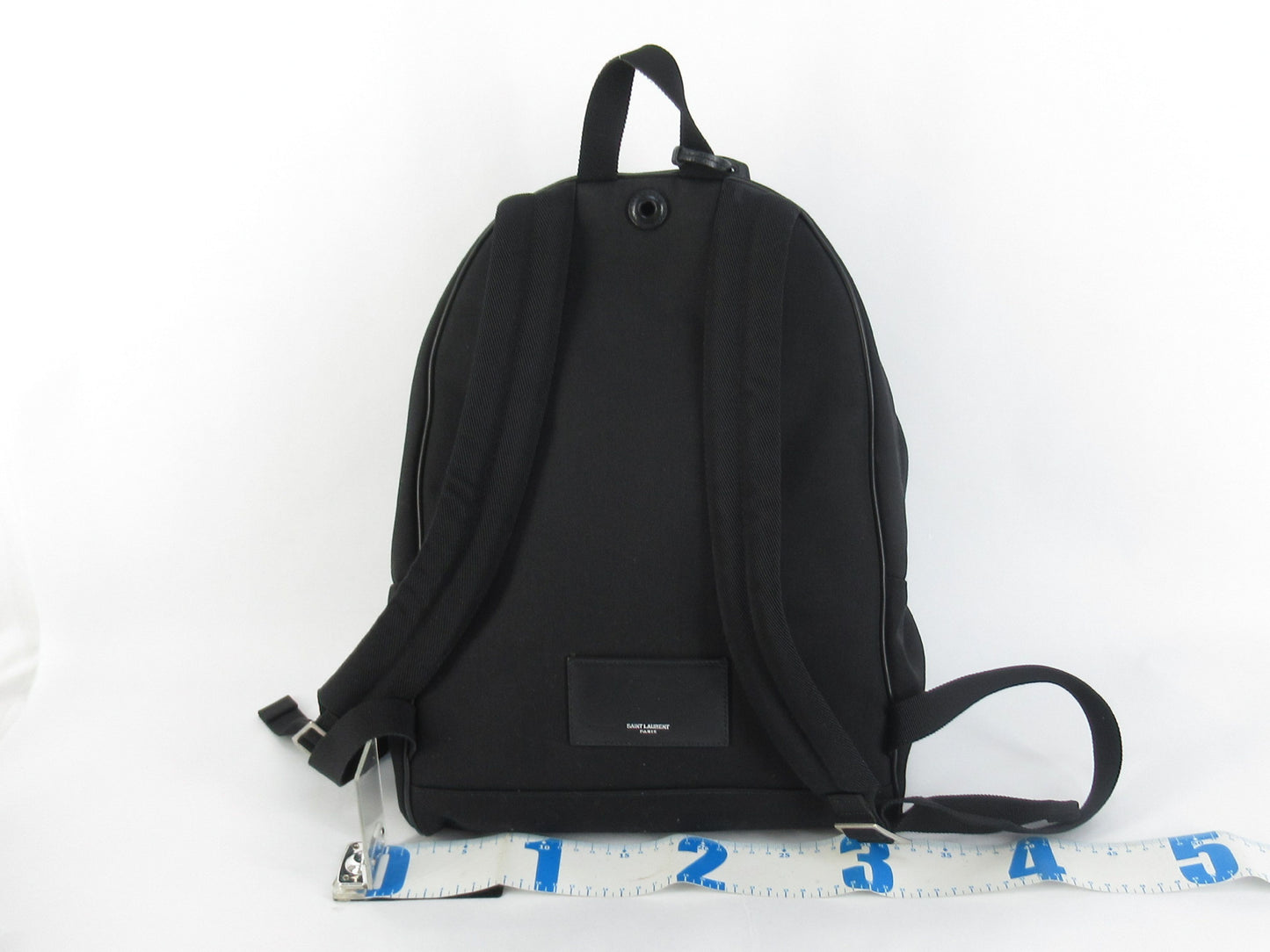 SAINT LAURENT Paris Mini Canvas x Leather Backpack/Backpack Black Rucksack