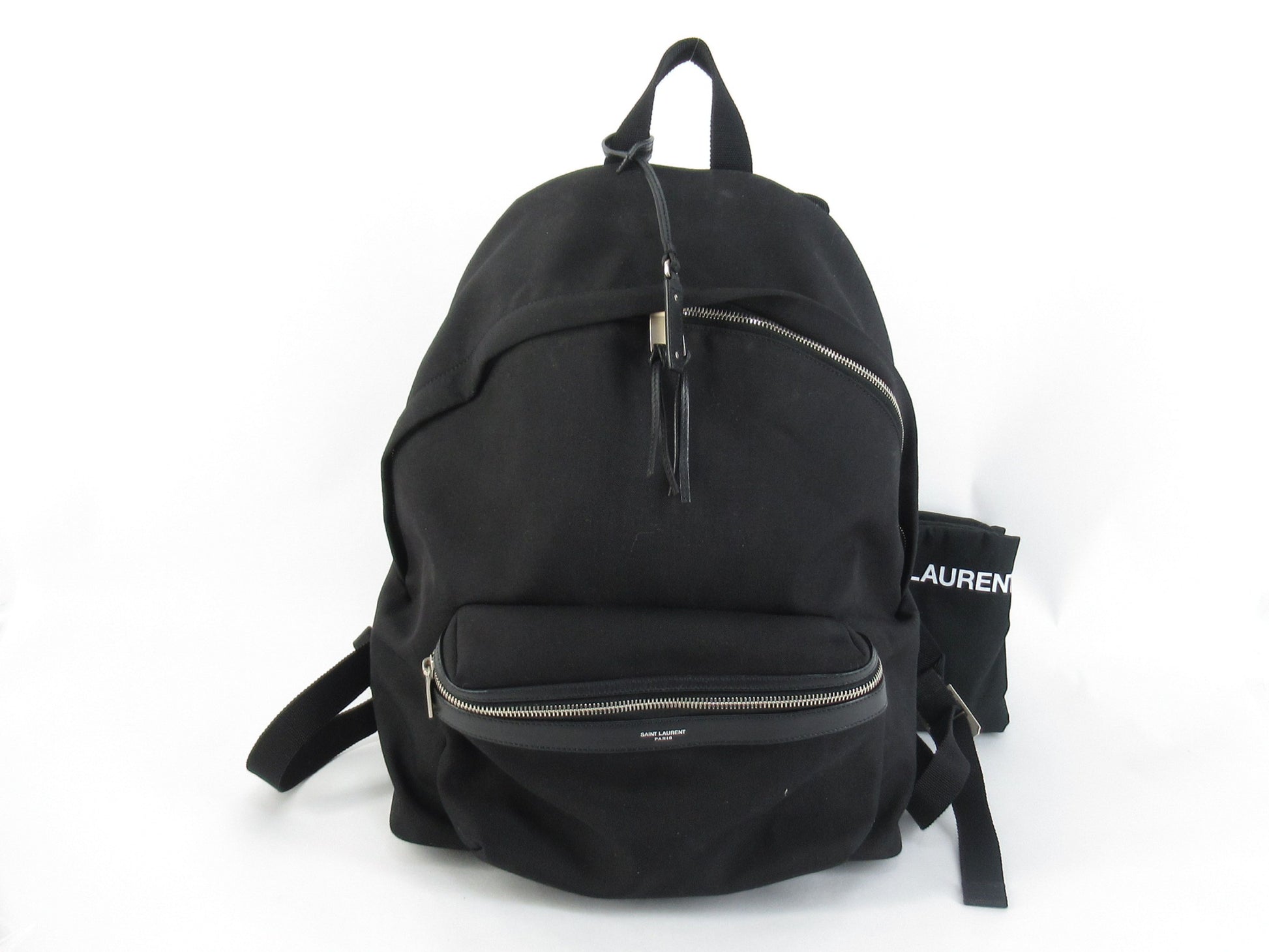 SAINT LAURENT Paris Mini Canvas x Leather Backpack/Backpack Black Rucksack