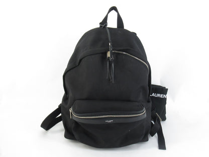 SAINT LAURENT Paris Mini Canvas x Leather Backpack/Backpack Black Rucksack