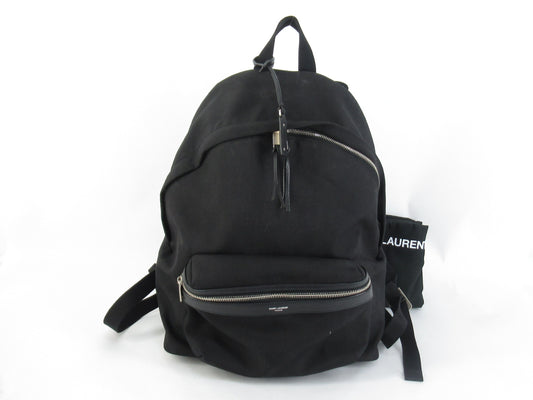 SAINT LAURENT Paris Mini Canvas x Leather Backpack/Backpack Black Rucksack